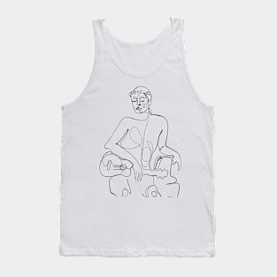 Woman Musician with Guitar - One Line Drawing Tank Top